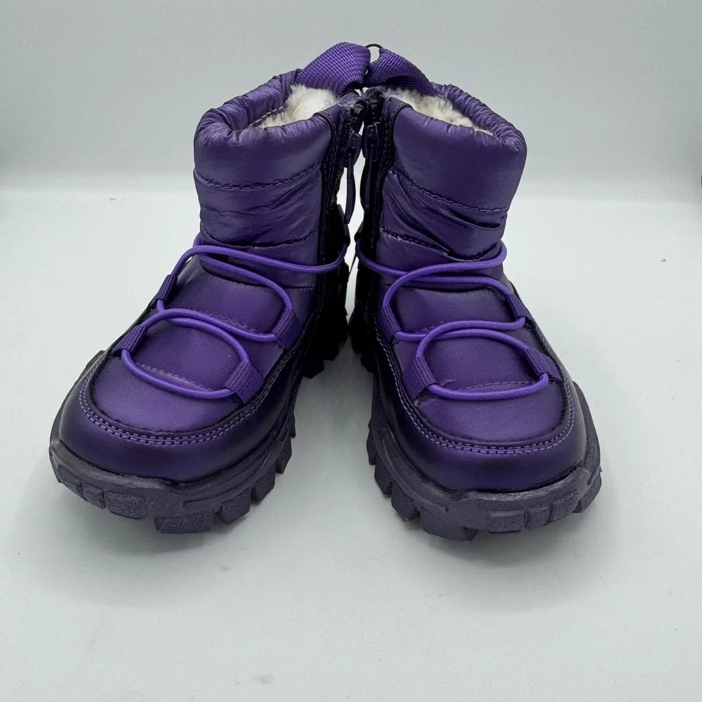 Dream Pairs Girls Purple Puffer Snow Boots Faux Fur Lined Side‎ Zip Size 6T New